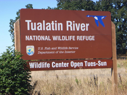 Entrance to Tualatin River Wildlife Refuge - US Fish and Wildlife Service - Wildlife Center open Tuesday - Sunday